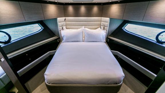 The bedroom of My Serenity stands out with panoramic sea views and elegant design.