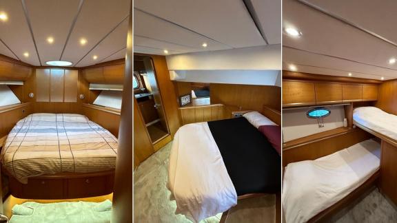 The bedrooms of motor yacht Rüzgar Demir look comfortable and spacious.