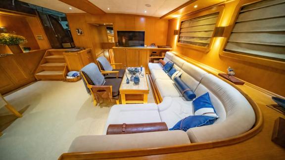 Spacious saloon of luxury gulet Babylon picture 3