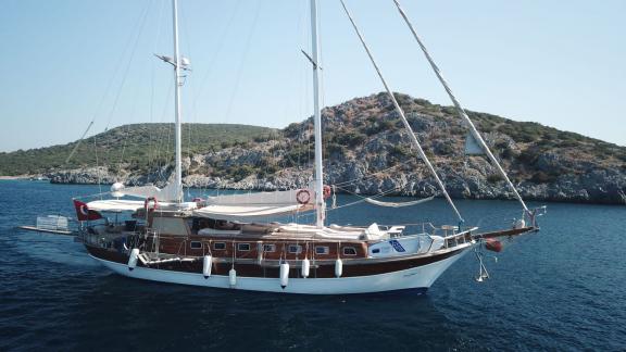 Mieten Sie die elegante Gulet Daphne S für eine luxuriöse Segeltour in Bodrum, Türkei.