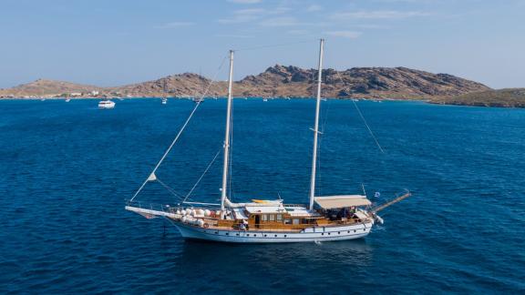 Luxurious sailing trip on the Gulet Hera off the coast of Athens, Greece.