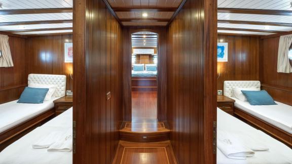 The corridor of the luxury schooner Lorient