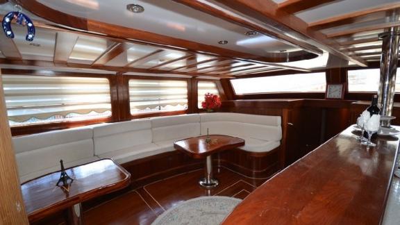 Stylish salon on Gulet Miss Vela in Marmaris. Perfect for cozy moments on board.