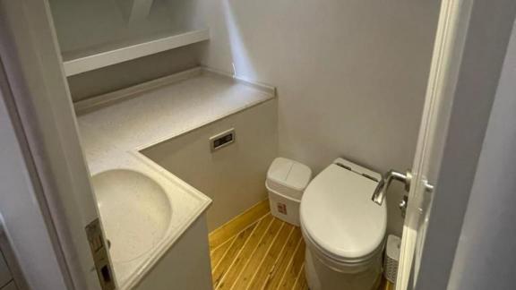 Pam gulet for 10 guests features a compact private bathroom with modern toilet and washbasin facilities.