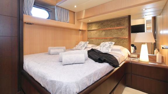 Cozy double bedroom on Hope I yacht, modern and comfortable design.