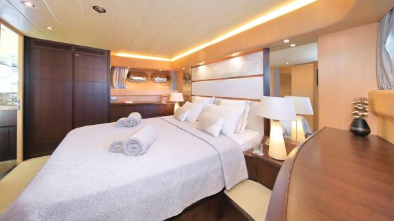 Elegant and modern designed master bedroom on Hope I yacht.