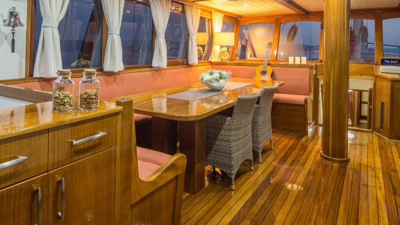 Interior of the Gulet Altair, yacht with 6 cabins in Split, Croatia.