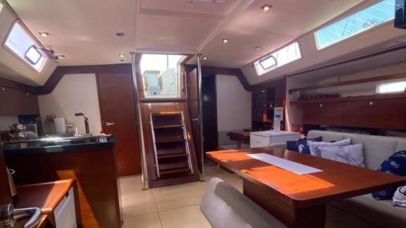 The interior of the Princess Ela yacht offers spaciousness and modern design for a comfortable experience at sea.