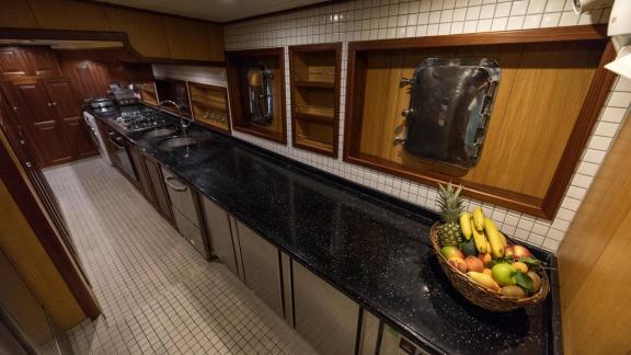 Modern and well-equipped kitchen on board the Gulet Kayhan 3.