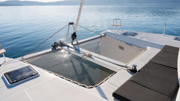 The spacious front net area offers sunbathing and relaxing blue cruise moments in Montenegro bays.