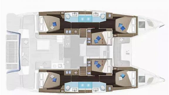 Eldamar’s floor plan includes ensuite cabins and a functional layout for comfortable charters.