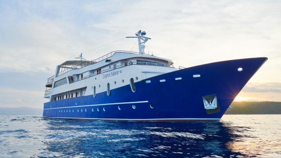 Stylish 43m motor yacht with 14 cabins for 28 guests, available for rent in Croatia.