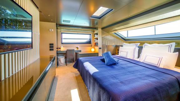 Sanlorenzo SL96A Primus near Split offers a bright and elegant master cabin experience.