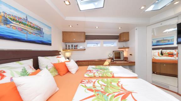 Sailing yacht Bellkara by Conrad YCC91 offers a bright and airy master cabin for perfect comfort.