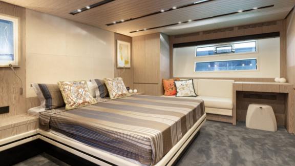 The main cabin offers luxury and comfort with its elegant details and generous layout.