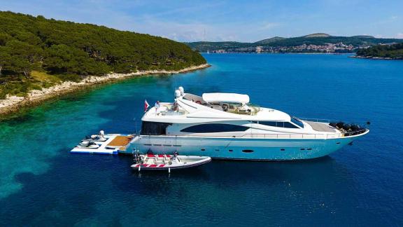 Motor Yacht Katariina in a Serene Bay in Croatia