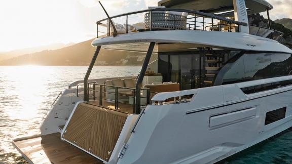 In Sibenik motor yacht charter option Balance aft deck with seating and access to upper deck offering comfort visible.