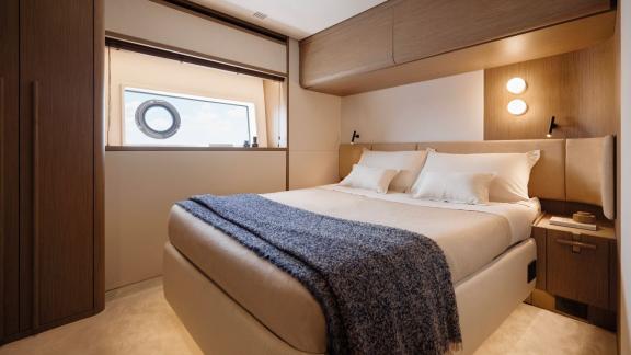 In Sibenik motor yacht charter option Balance cabin with comfortable bed and modern interior offering relaxing stay visi