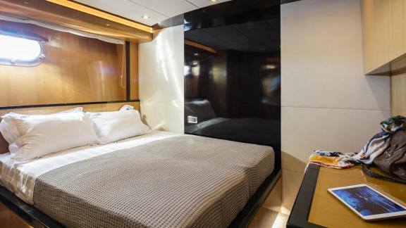 Modernly equipped cabin on the 35m motor yacht in Mykonos.