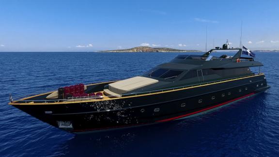 Charter the impressive 35m motor yacht with 6 cabins in Mykonos.