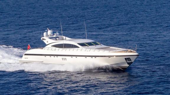 Experience Mangusta 108’s style and speed on the sparkling Mediterranean coast.