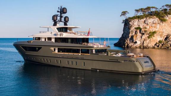 In Spain weekly yacht rental options Moka shows calm cruising in a quiet bay.