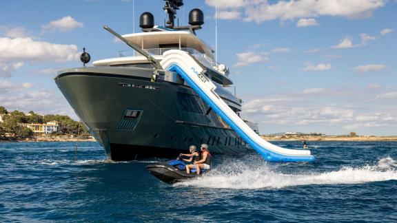 Among Mallorca yacht charter options Moka shows fun water sports and leisure activities.