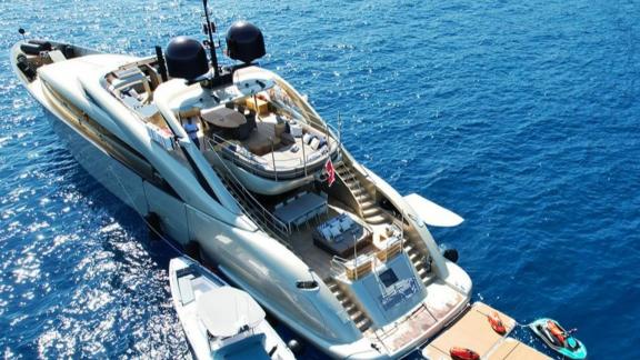 Among Mallorca yacht charter options Ycm120 shows large deck and premium cruising.