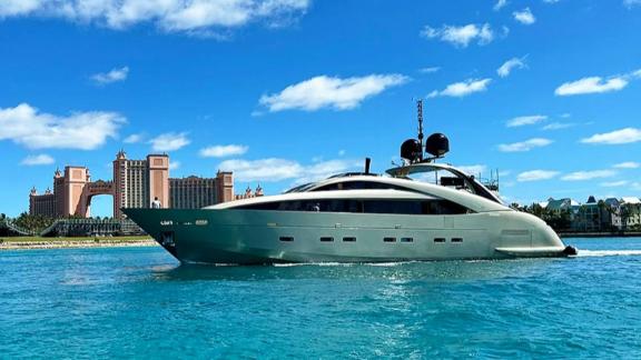 Among yacht charter options Ycm120 shows luxury cruising and scenic coastline.