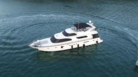 Ayem cruises calmly in the turquoise waters of Göcek, ideal for Turkey yacht rental.