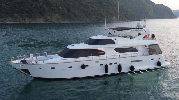Ayem offers serene Turkey yacht charter moments with sunset views off Göcek.