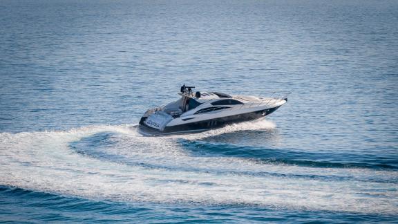 The Glorious motor yacht is shown speeding in the waters of Croatia.