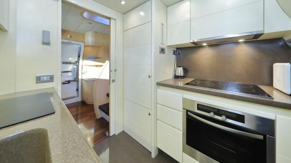 Image of the fully equipped modern kitchen area on Hope I yacht.