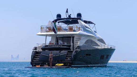 The yacht Notorious combines comfort and luxury in Dubai’s pristine waters.