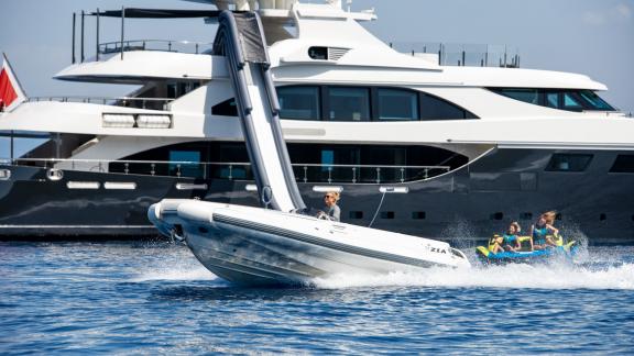 Enjoy water fun with a luxury yacht and exciting toys in Greece.