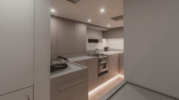 Fully equipped and stylish modern kitchen on the yacht Nadamas.