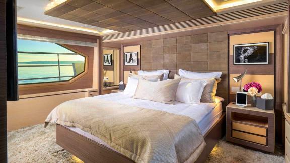 Luxurious master cabin of the 34-meter Ocean Drive in Split.