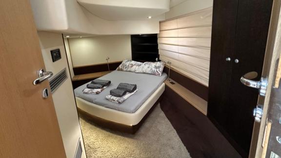 The double cabin of Silver Arrow in Split features a spacious bed and a comfortable onboard accommodation area.