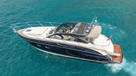 Among Monaco daily yacht charter options Belle Vie motor yacht shows smooth cruising experience on sea.