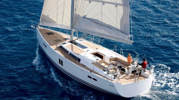 Draco sailing yacht offers a perfect sailing experience with its spacious deck and graceful movement on the sea.