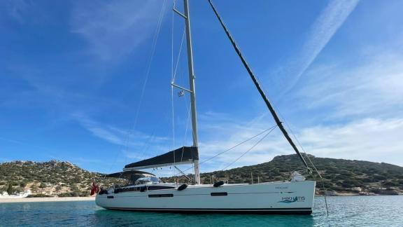 Sailing yacht Mocha II anchored in the tranquil bays of Marmaris, available for crewless charter.