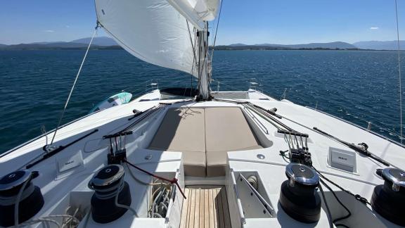 Grace Lagoon 620 catamaran cruises with a spacious and relaxing upper deck.