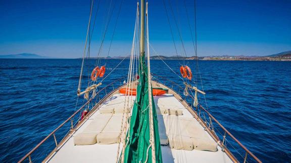 Enjoy sunny days on the comfortable sunbathing areas of the Gulet Golden Princess off Bodrum.