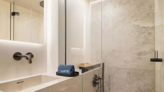 Bathroom of the Sunreef 60 Sea Dreams catamaran in Split Marina, Croatia, featuring modern and elegant details.
