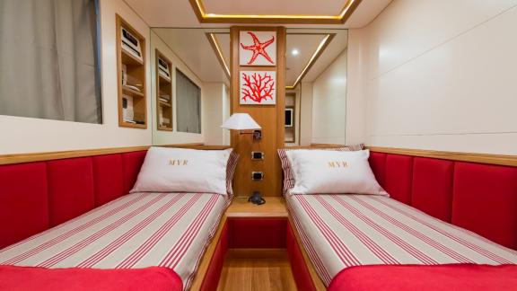 Comfortable and modern cabin with weekly yacht charter in Italy.