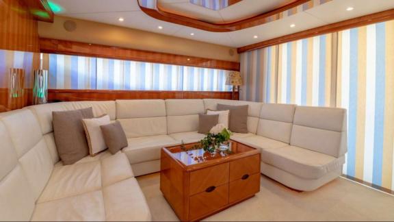 The salon of the Venus Secrets yacht offers a spacious and comfortable seating area.