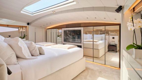 Bright suite with skylight and elegant interior.