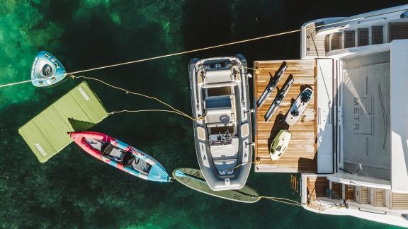 Various water sports gear on board the luxurious Volante yacht.