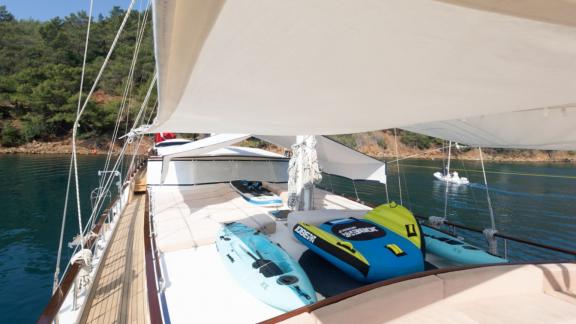 Enjoy a variety of water sports with the equipment on board Yacht Kanarya in Bodrum.