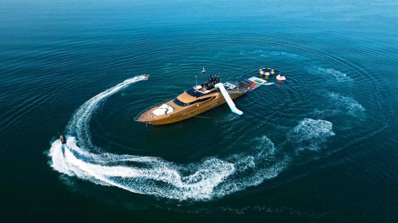 The Ak Royalty yacht offers water sports and fun moments with Dubai hourly yacht rental.